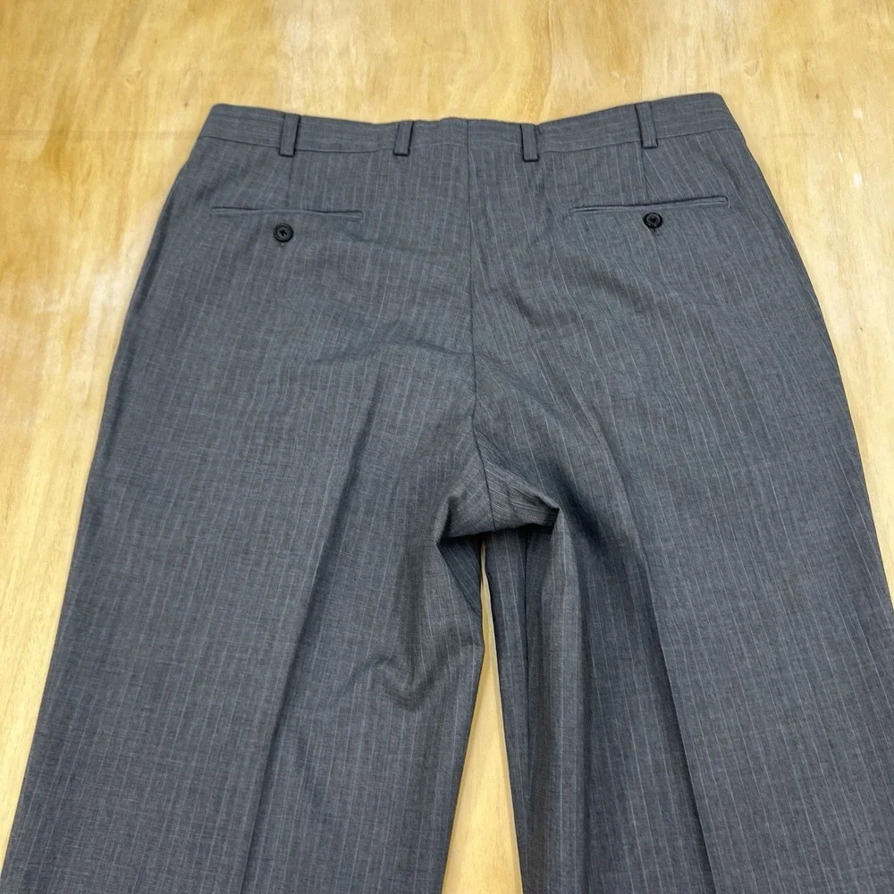 Brooks Brothers Suit Mens 44Long Wool Pleated Pants 37x34 (Unhemmed) Gray/Blue